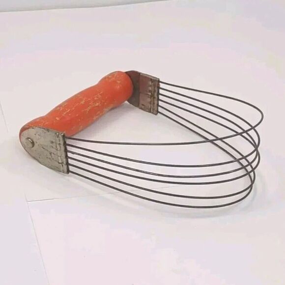 Androck Orange Wood Handle Dough Blender Flour Cutter Farmhouse Decor Kitchen - Picture 9 of 9